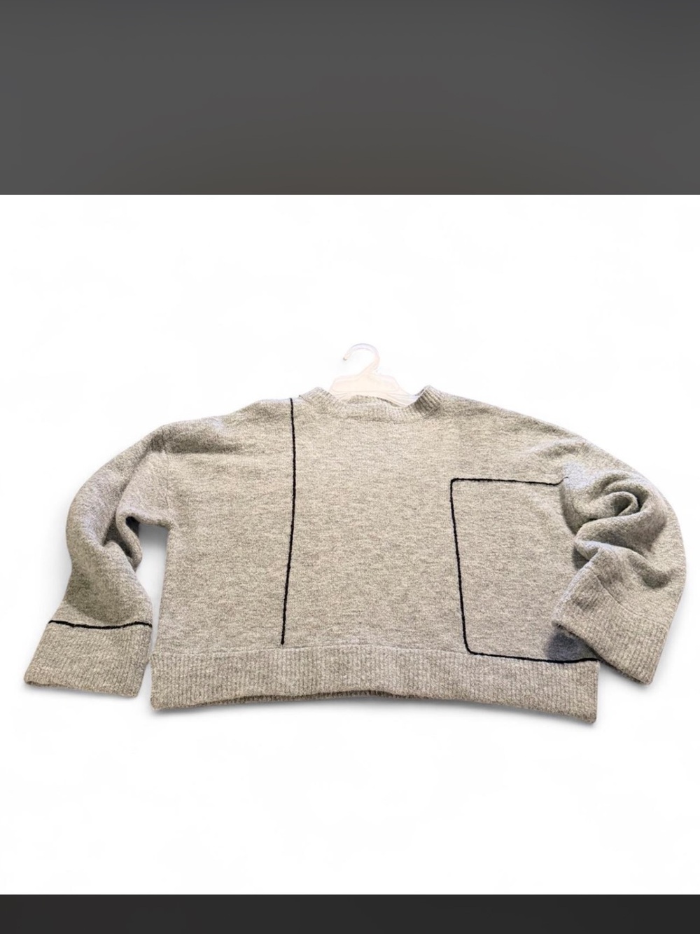 Cozy Gray Crewneck Sweater with Contrast Stitching